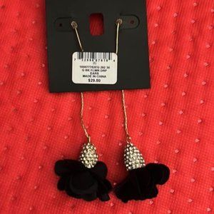 Fabric-Flower Drop Earrings